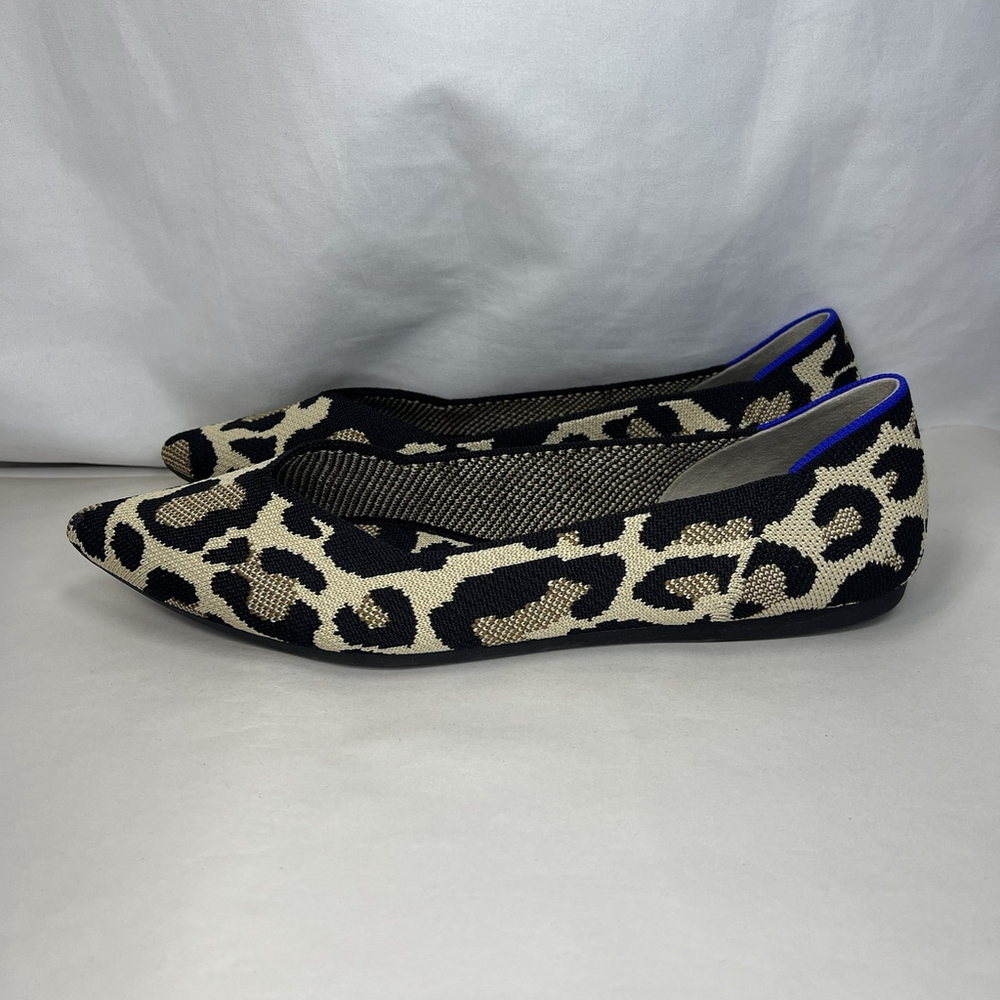 Rothy’s Pointed Toe Flats 11.5 Wild Cat Leopard Cheetah Soft Slip On Womens Shoe - Picture 10 of 13